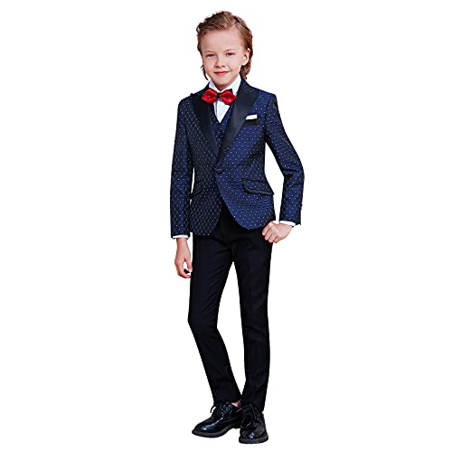 ELPA ELPA Boys Tuxedo Suits Child Tuxedo Kids Formal Tuxedo Suit Slim Fit Navy Blue Tuxedo Suit Size 6