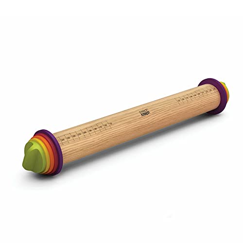 Joseph Joseph Adjustable Rolling Pin with Removable Rings, 13.6', Multi-Color