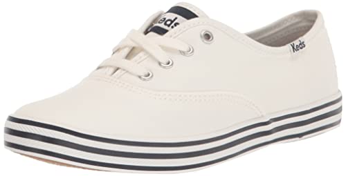 Keds Women's Champion Canvas Sneaker, White/Navy, 8