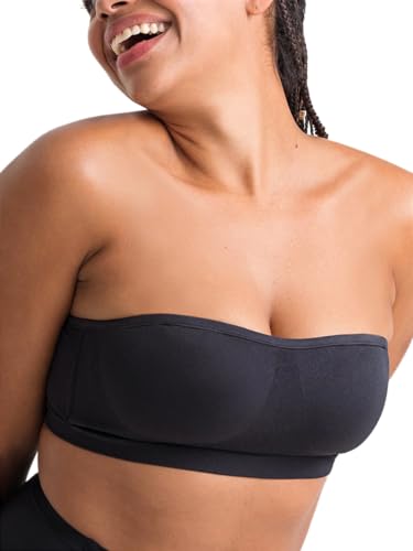 SHAPERMINT Convertible Strapless Bras for Women - Strapless Bandeau Bra, Strapless Top, Bandeau Top, Wireless Bra, Bandeau Bra with Support, Womens Strapless Bra, Black Strapless Bra,2X-Large