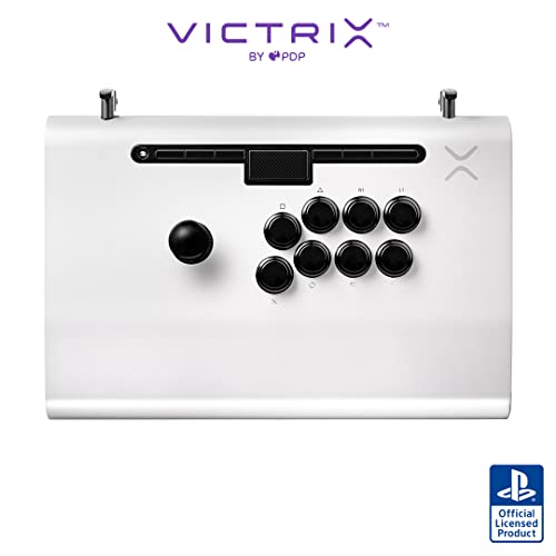 Victrix Pro FS Playstation Esports Fight Stick for PS4, PS5, PC, Durable Aluminum, Sanwa Denshi Buttons, Ergonomic Wrist Slope, Detachable Joystick, Tournament Grade for Fighting Games (White)