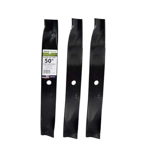 Maxpower 561381B 3 High Lift Blade Set for 50'' Cut Toro Time Cutter Z Mowers Replaces OEM no. 110-6837-03, 115-5059-03, black