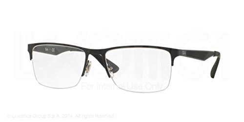 Ray-Ban RX6335 Rectangular Prescription Eyeglass Frames, Matte Black/Demo Lens, 54 mm