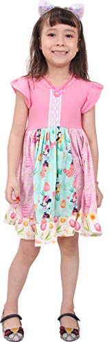 Little Girls Spring Easter Minnie Mouse Panel Twirl Dress Pink Mint 8/4XL