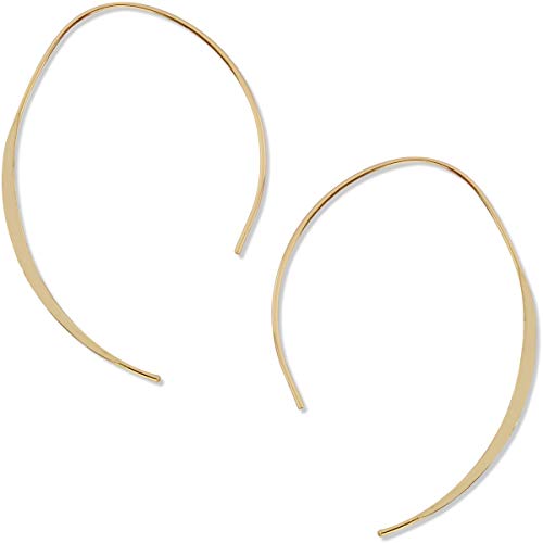 Humble Chic Upside Down Hoop Earrings - Hypoallergenic Lightweight Wire Needle Drop Dangle Threader Hoops for Women, Safe for Sensitive Ears, 2.25' inch - 18k Gold Plated