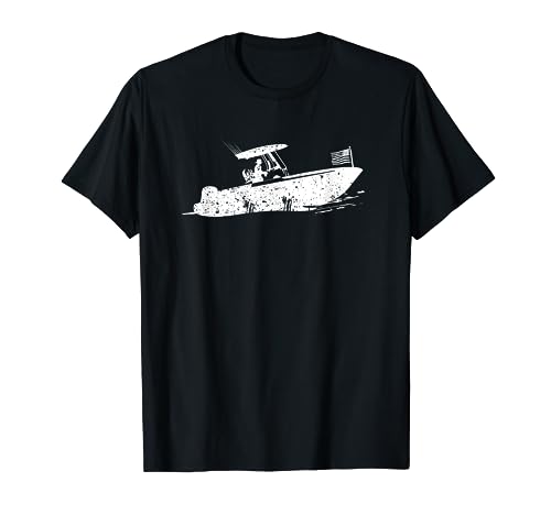 Center Console Boat, American Flag, Motorboat, Fishing Boat T-Shirt