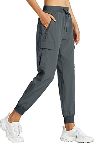 Libin Women's Cargo Joggers Lightweight Quick Dry Hiking Pants Athletic Workout Lounge Casual Outdoor, Steel Gray L