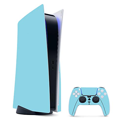 MightySkins Gaming Skin for PS5 / Playstation 5 Bundle - Solid Baby Blue | Protective Viny wrap | Easy to Apply and Change Style | Made in The USA