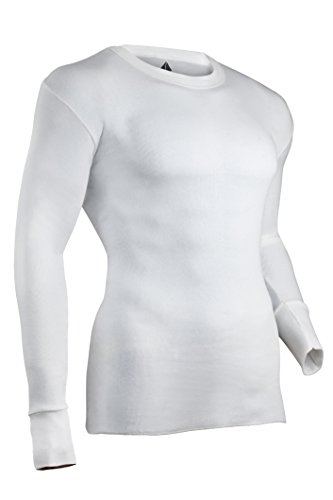 Indera Men's Cotton Rib Knit Thermal Underwear Top, White, Large