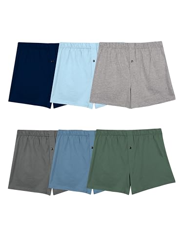 Fruit of the Loom Men's Tag-Free Knit Boxer Shorts, Relaxed Fit, Moisture Wicking, Color Multipacks, Assorted Solids, X-Large