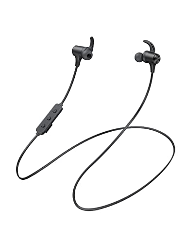 Thauker Bluetooth Headphones, 5.2 Stereo aptX Wireless Earbuds Bass Magnetic IPX7 Waterproof Open Bulit-in Mic with 24H Playtime, Lightweight Neckband Earphones , Black-aptX, (ET-BH032)