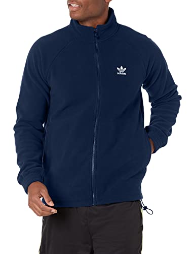 adidas Originals Men's Adicolor Trefoil Teddy Fleece Jacket, Night Indigo, Large