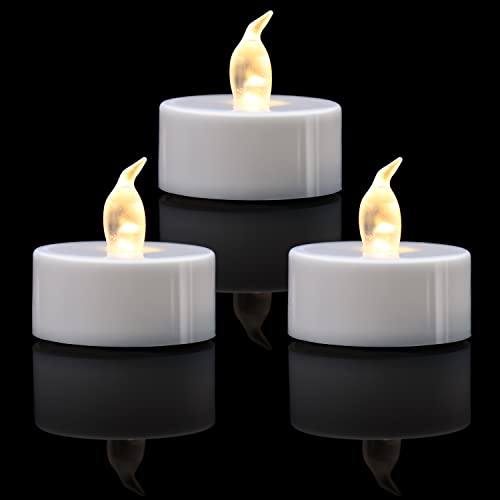 KOABY 12/24/50/100/200/400 Pack Battery Operated Tea Lights Candles, Flickering Flameless LED Lights, Last 200H+, for Decoration(12 Pack, Warm White)
