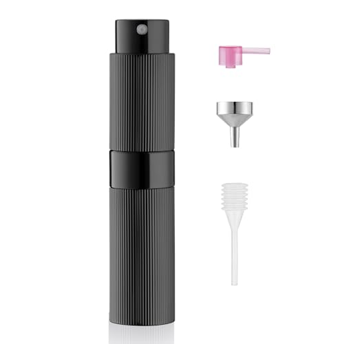 LISAPACK 8ml Perfume Atomizer Spray Bottle, 1pcs Travel Cologne Sprayer Refillable, Empty Mini Portable Perfume Dispenser (Black)