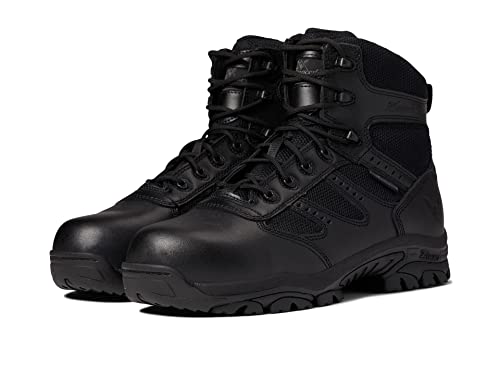 Thorogood Deuce 6” Waterproof Side-Zip Black Tactical Boots for Men and Women with Composite Safety Toe, Full-Grain Leather, and Slip-Resistant Outsole; BBP & EH Rated, Black - 8 W US