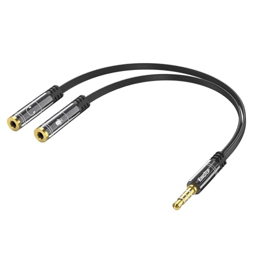 KINGTOP Headset Splitter, 3.5mm Headphone Mic Splitter Cable for Headset with Separate Audio Microphone Jacks, Microphone Headphone Splitter(Not for Dual Audio Headphones)