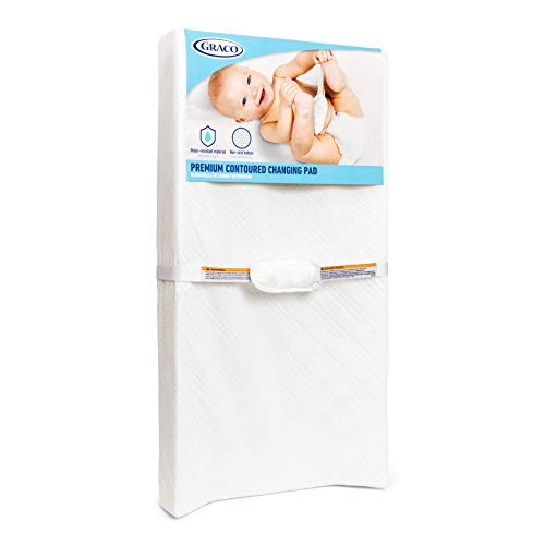 Graco Premium Contoured Changing Pad – GREENGUARD Gold Certified, Water-Resistant, Ultra-Soft Buckle Cover, Contoured Baby Changing Pad, Fits Most Standard-Size Changing Toppers, Non-Skid Bottom