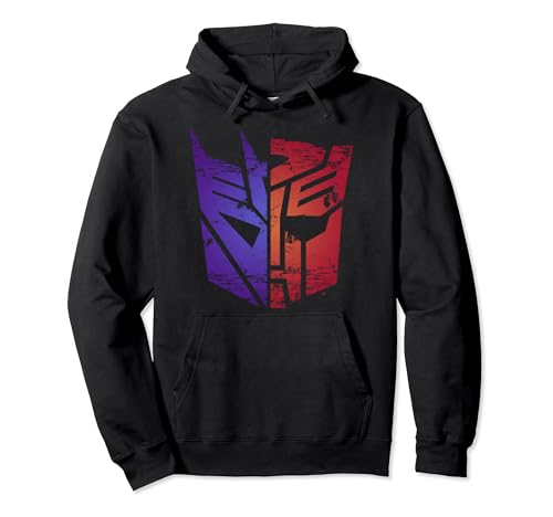 Transformers Decepticon Autobot Distressed Split Logo Pullover Hoodie