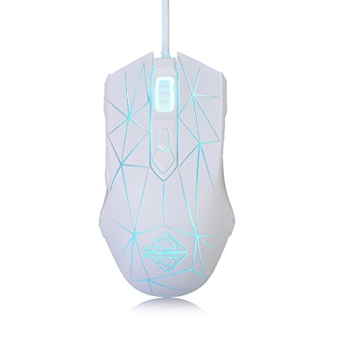 FIRSTBLOOD ONLY GAME. AJ52 Watcher RGB Gaming Mouse, Programmable 7 Buttons, Ergonomic LED Backlit USB Gamer Mice Computer Laptop PC, for Windows Mac Linux OS, Star White