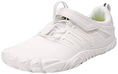 Joomra Women Barefoot Shoes Minimal Wide Cheer Zero Drop Size 9-9.5 Athletic Jogging Parkour Hiking Trekking Toes Sneakers Workout Footwear White 40