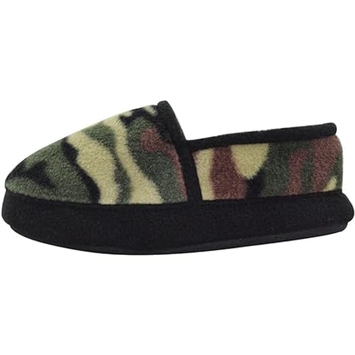 LA PLAGE Slippers for Boys Kids Camouflage Bedroom Slippers Warm Indoor/Outdoor Household 2-3 US Green