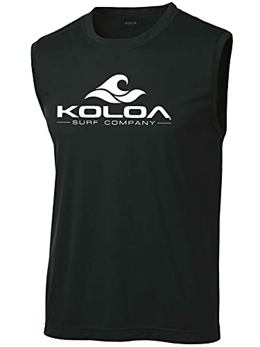 Joe's USA Koloa Surf Wave Logo Moisture Wicking Sleeveless T Shirt XL Black/White