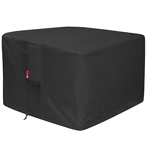 Gas Fire Pit Cover Square-Premium Patio Outdoor Cover Heavy Duty Fabric with PVC Coating,100% Waterproof,Anti-Crack,Fits for 29”,30 inch,31 inch,32 inch Fire Pit/Table Cover (32”L x 32”W x 24”H,Black)