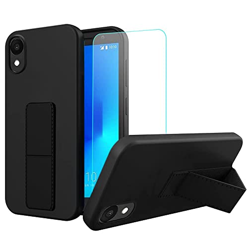 Sitikai Alcatel 1 2021 (5') Case, Slim Kickstand & Tempered Glass Protector - Black