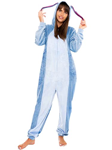 Disney Eeyore Onesie For Women | Eeyore Costume Adult | Womens Fleece Pajamas | Blue | Large