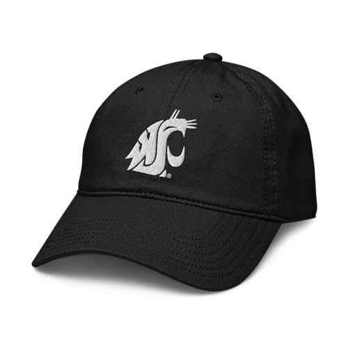 Elite Authentics Washington State Cougars Icon Black Officially Licensed Adjustable Baseball Hat, One Size