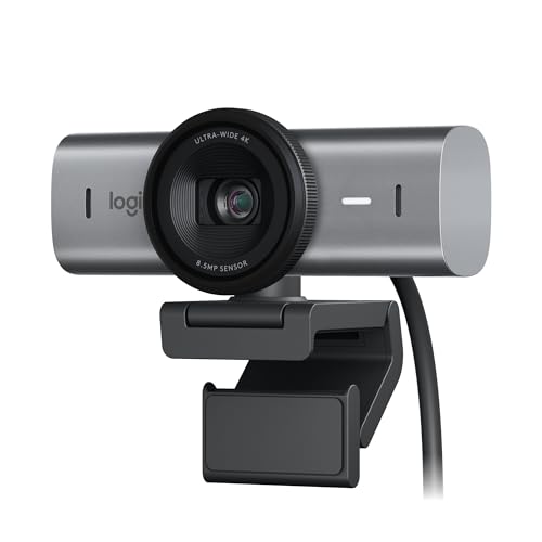 Logitech MX Brio Ultra HD 4K Collaboration and Streaming Webcam, 1080p at 60 FPS, Dual Noise Reducing Mics, Show Mode, USB-C, Webcam Cover, Works with Microsoft Teams, Zoom, Google Meet - Graphite