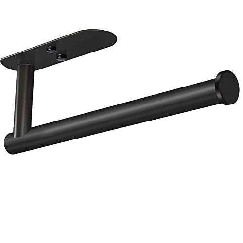 VAEHOLD Adhesive Paper Towel Holder Under Cabinet Wall Mount for Kitchen Towel, Black Roll Stick to Wall, SUS304 Stainless Steel
