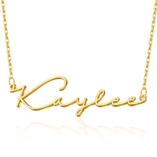 Yofair Custom Name Necklace Personalized 18K Gold Plated Nameplate Pendant Gift for Women