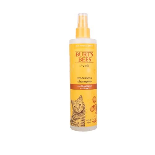 Burt's Bees for Pets Cat Naturally Derived Waterless Shampoo with Shea Butter and Honey - Cat Waterless Shampoo Spray - Easy to Use Cat Dry Shampoo - Made in the USA, 10 Oz