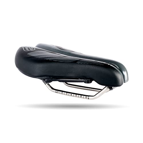 BiSaddle SRT 2.0 Adjustable Bicycle Saddle Noseless with Titanium Rails Custom Fit Comfort,Black w/Grey Accents