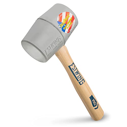 ESTWING Deadhead Rubber Mallet - 12 oz No-Mar Hammer with Bounce Resistant Head & Hickory Wood Handle - DH-12N, Grey