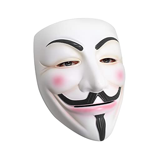 Udekit Hacker Mask V for Vendetta Mask Halloween Cosplay Costume Party Props White