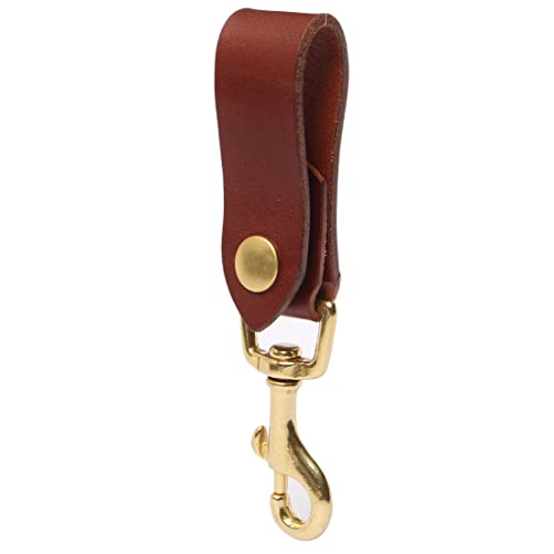 Ruth&Boaz Handmade Italian Vegetable Leather Key Chain with Solid Brass.Key Ring (F-Brown)