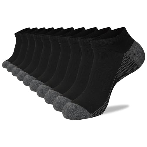 COOVAN 10 Pack Mens Ankle Low Cut Socks Athletic Cushion Casual Socks