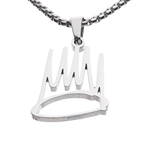 Ridetoxjx Crown Pendant Chain Necklace (Silver)