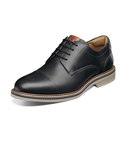 Florsheim Men's Neufeld Cap Toe Oxford, Black Crazy Horse, 11