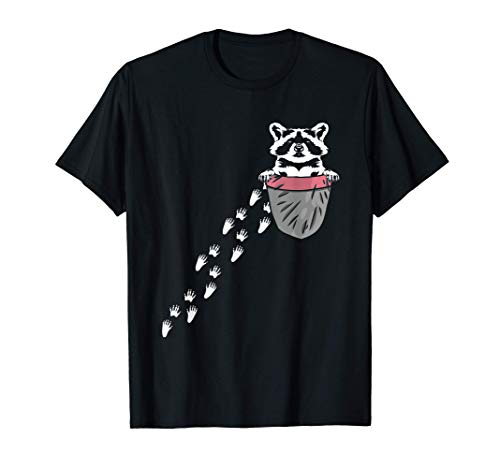 Animal Racoon Paw Print Trash Panda Cute Pocket Raccoon T-Shirt