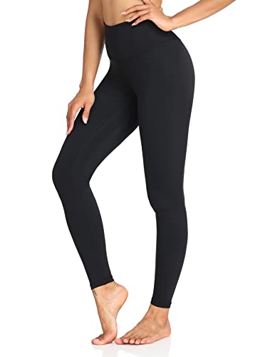 Colorfulkoala Women's Buttery Soft High Waisted Yoga Pants Full-Length Leggings (L, Black)