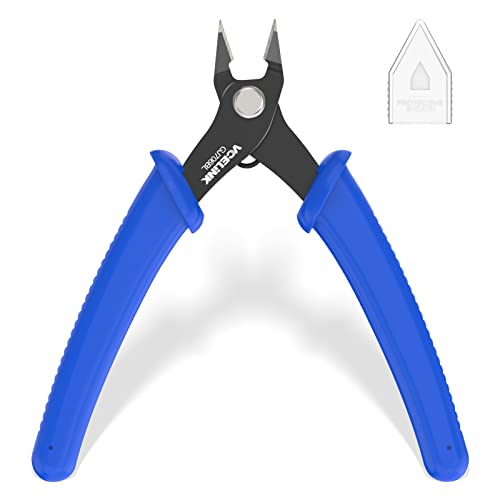 VCELINK Small Wire Cutter Spring-loaded GJ706BL, Precision Flush Cutter Pliers Diagonal Cutters for Electronics, Jewelry Making, Model Craft and 3D Printer, 5-Inch