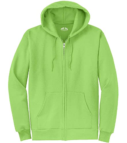 Joe's USA Men's Full Zipper Hoodies - Hooded Sweatshirts Size S, Lime