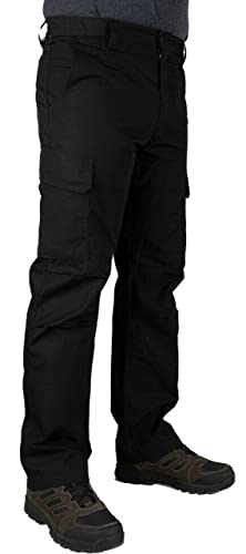 LA Police Gear Men's Urban Ops Tactical Pants, Lightweight Cargo Pants for Men, Water/Stain Resistant Durable Ripstop Pants - Black - 42 x 34