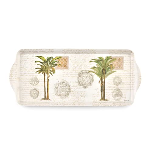 Pimpernel Vintage Palm Study Collection Sandwich Tray | Serving Platter | Crudité and Appetizer Tray for Indoor and Outdoor use | Made of Melamine | Measures 15.1' x 6.5' | Dishwasher Safe