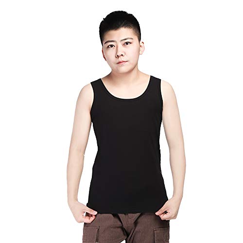 BaronHong Plus Size Chest Binder Cotton Vest Tank Tops for Tomboy Lesbian(Black,M)