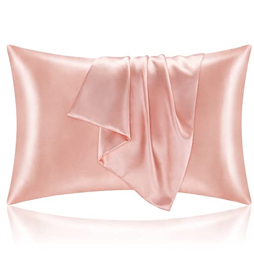 BEDELITE Satin Pillowcase for Hair and Skin, Super Soft and Cooling Similar to Silk Pillow Cases 2 Pack with Envelope Closure, Gift for Women Men(20'x26' Inches, Coral)