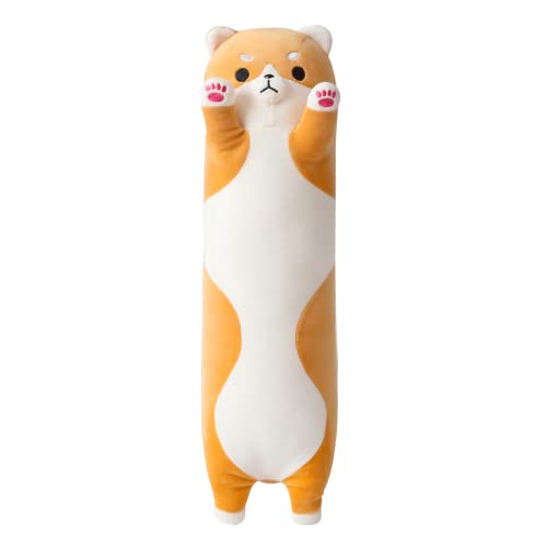 PEACH CAT Shiba Inu Dog Plush Pillow Corgi Stuffed Animal Long Dog Plush Body Pillow for Girls and Boys Suitable for Bed Sofa Chair Brown 19.6'